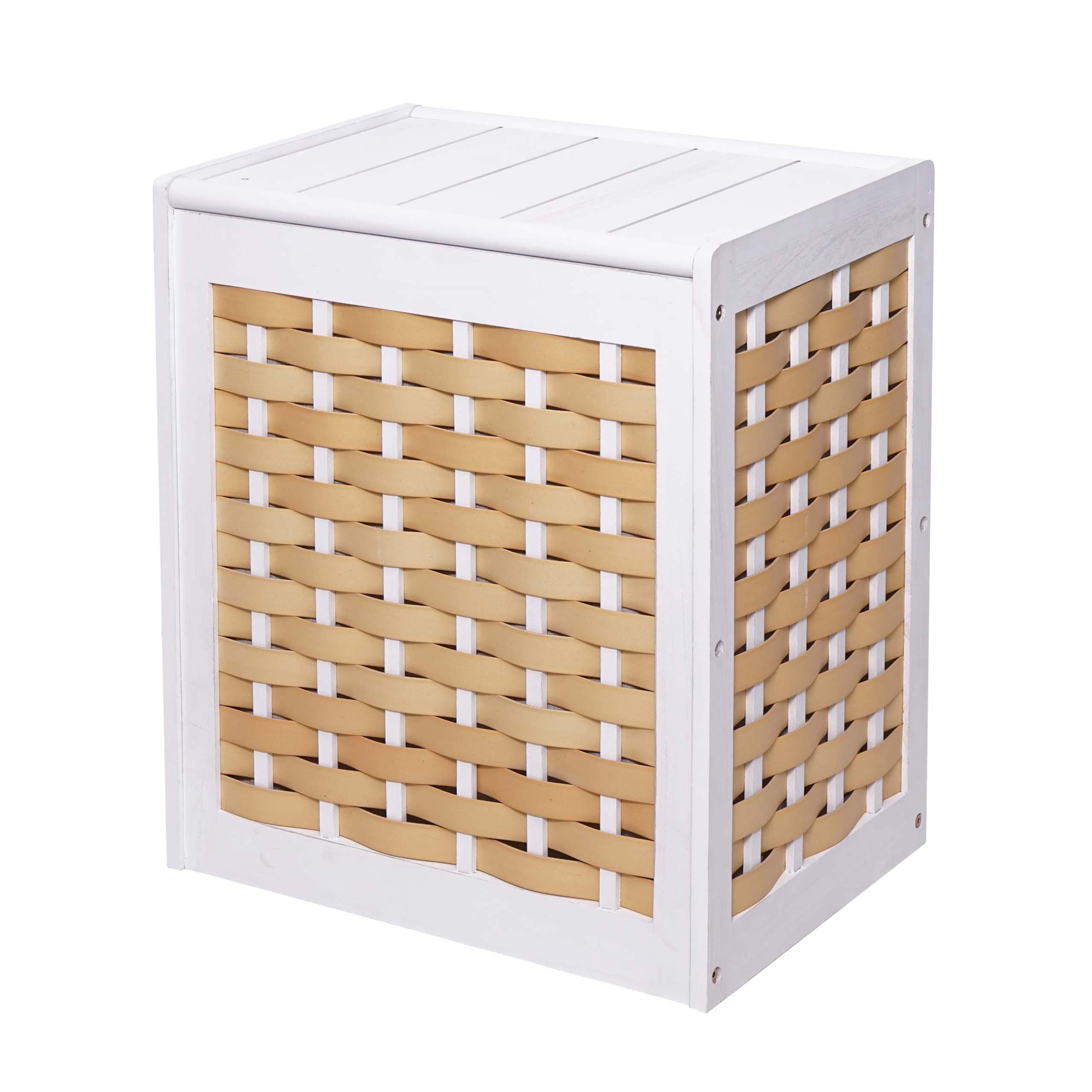 WÄSCHEKORB Weiß, Braun - Weiß/Braun, Holz (51/61/35cm) - MCW