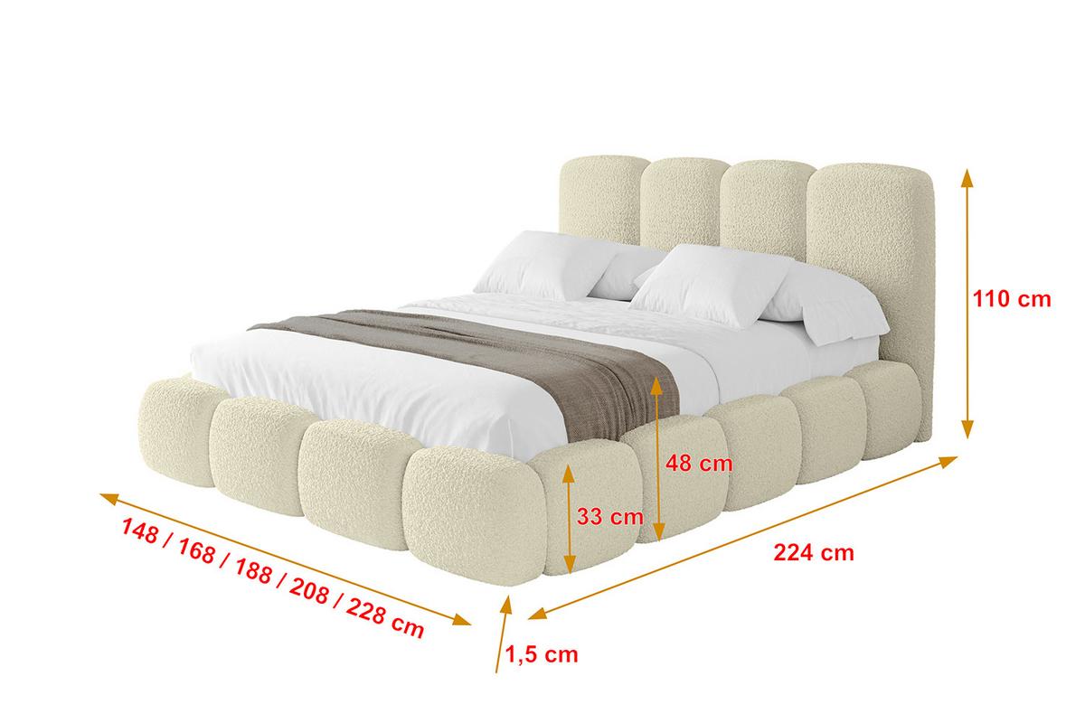 POLSTERBETT mit Bettkasten und Lattenrost, Boxbett ohne Matratze - KALA 140x200 Beige - Taupe, Holzwerkstoff/Textil (140/200cm) - ALTDECOR