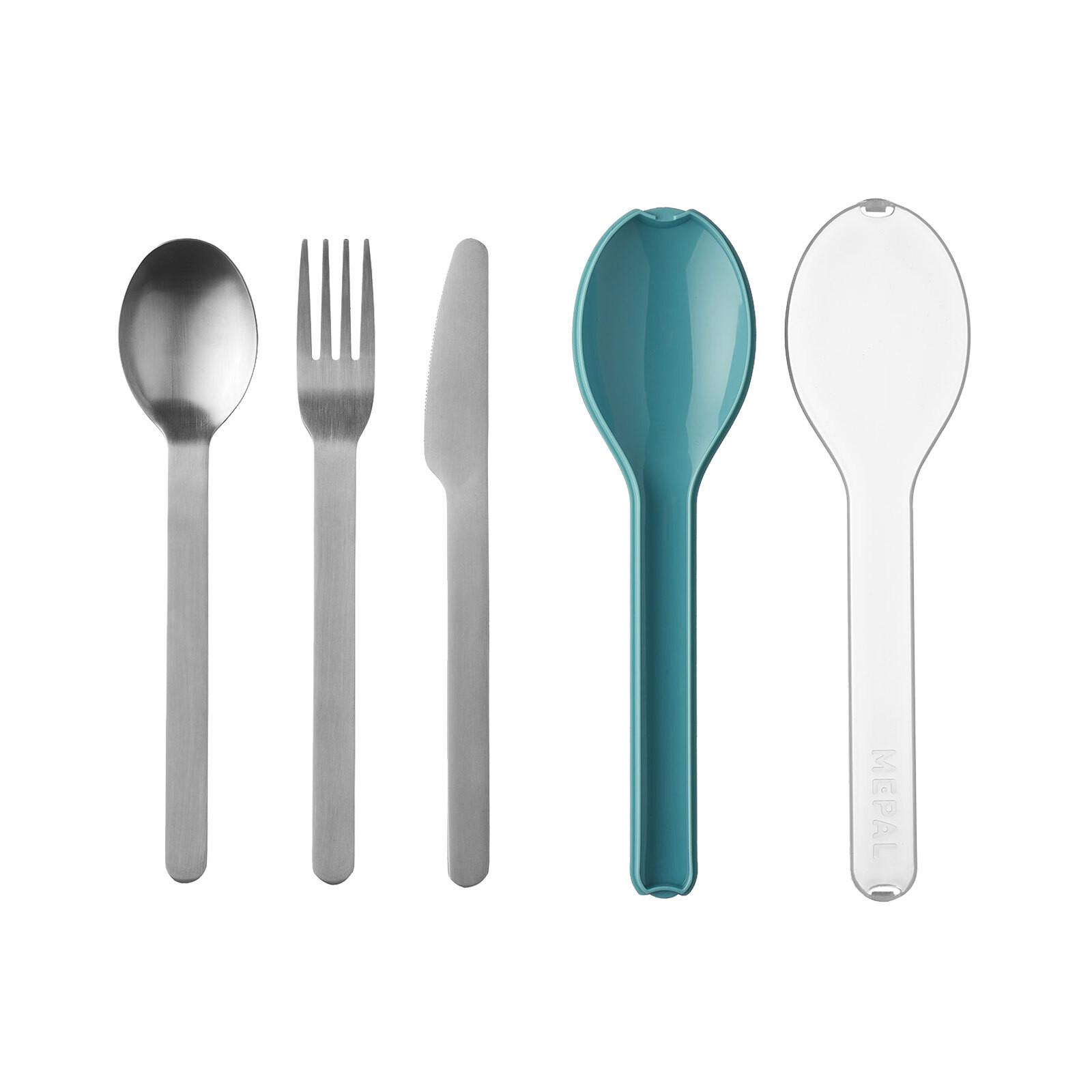 BESTECK-SET Ellipse Nordic Green - Türkis, Kunststoff/Metall - Mepal