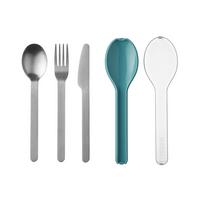 BESTECK-SET Ellipse Nordic Green - Türkis, Kunststoff/Metall - Mepal