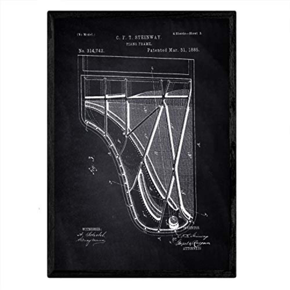POSTER Klavier 2 Patent A3 Rahmenlos - Schwarz, Papier (29.7/5/42cm) - Nacnic