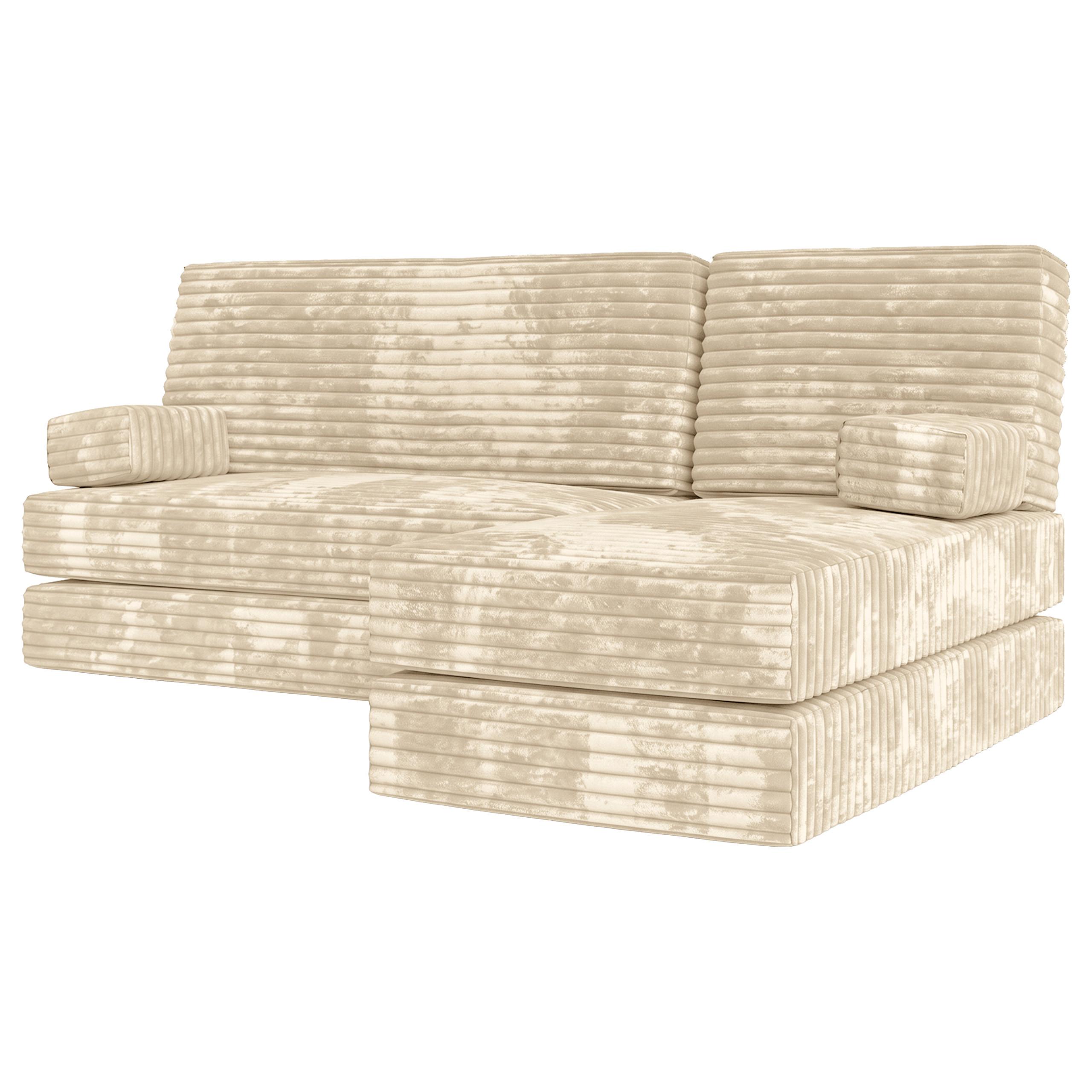 ECKSOFA NOTIA modulares Boneless Sofa mit Schlaffunktion Creme Cordstoff - Creme, Textil (200/120cm) - MASSENO
