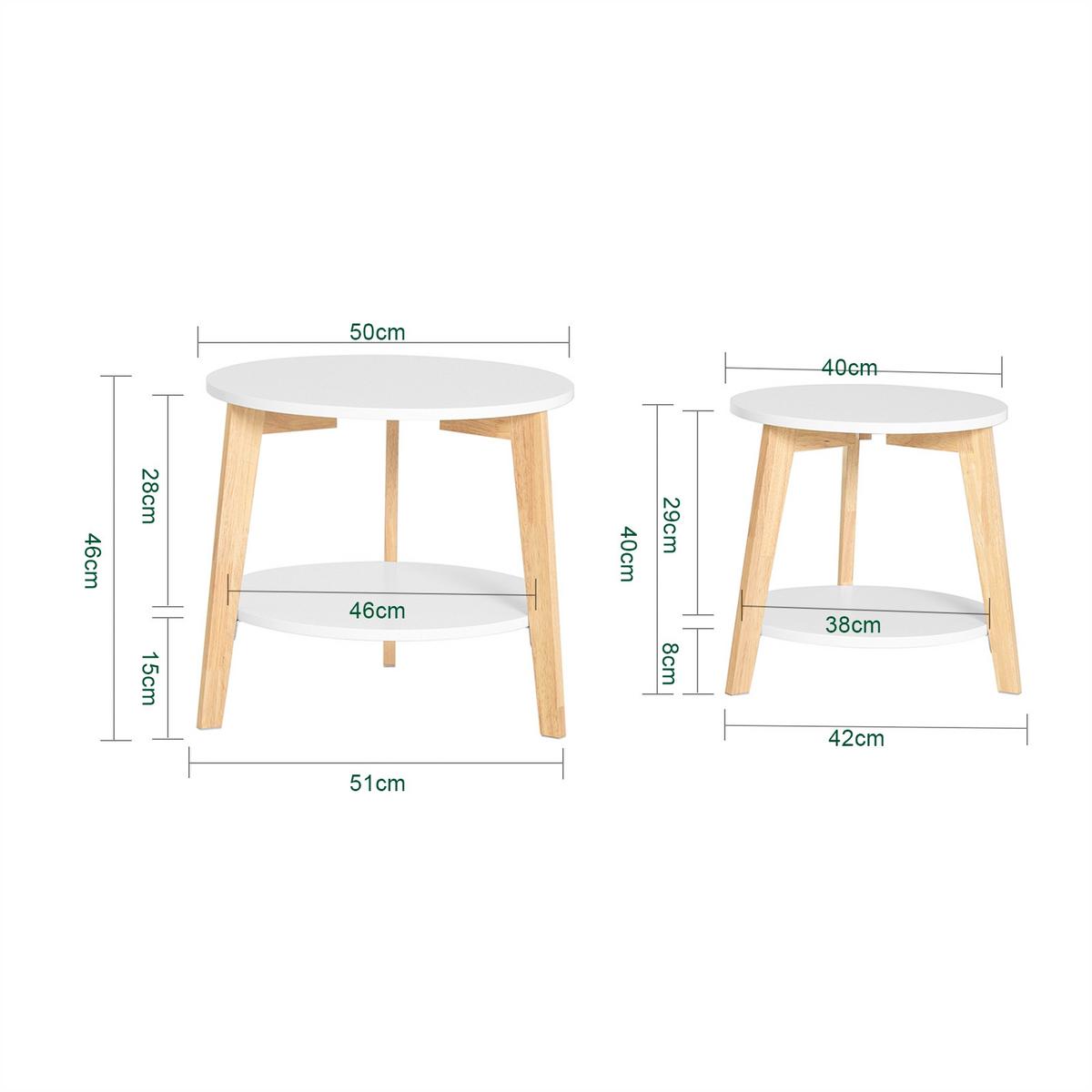 COUCHTISCH 2er Set Weiß - Weiß, Holzwerkstoff (46/50/45cm) - SoBuy