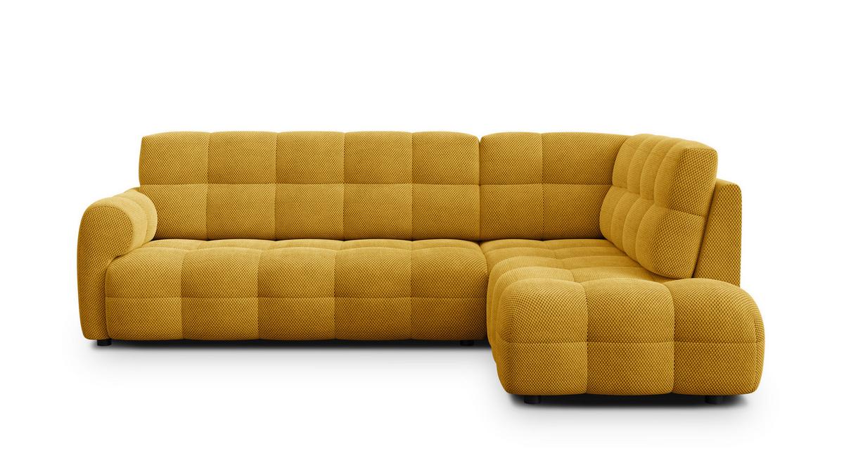 ECKSOFA MELLOW 5-Sitzer, safran - Gelb/Schwarz, Holz/Textil (283/191cm) - Wozimo