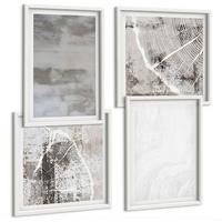 BILDER SET 4er Set - 50x50 cm & 40x60 cm Weißer Rahmen - Abstrakte moderne Formen - Weiß, Kunststoff (50/50cm) - TULUP