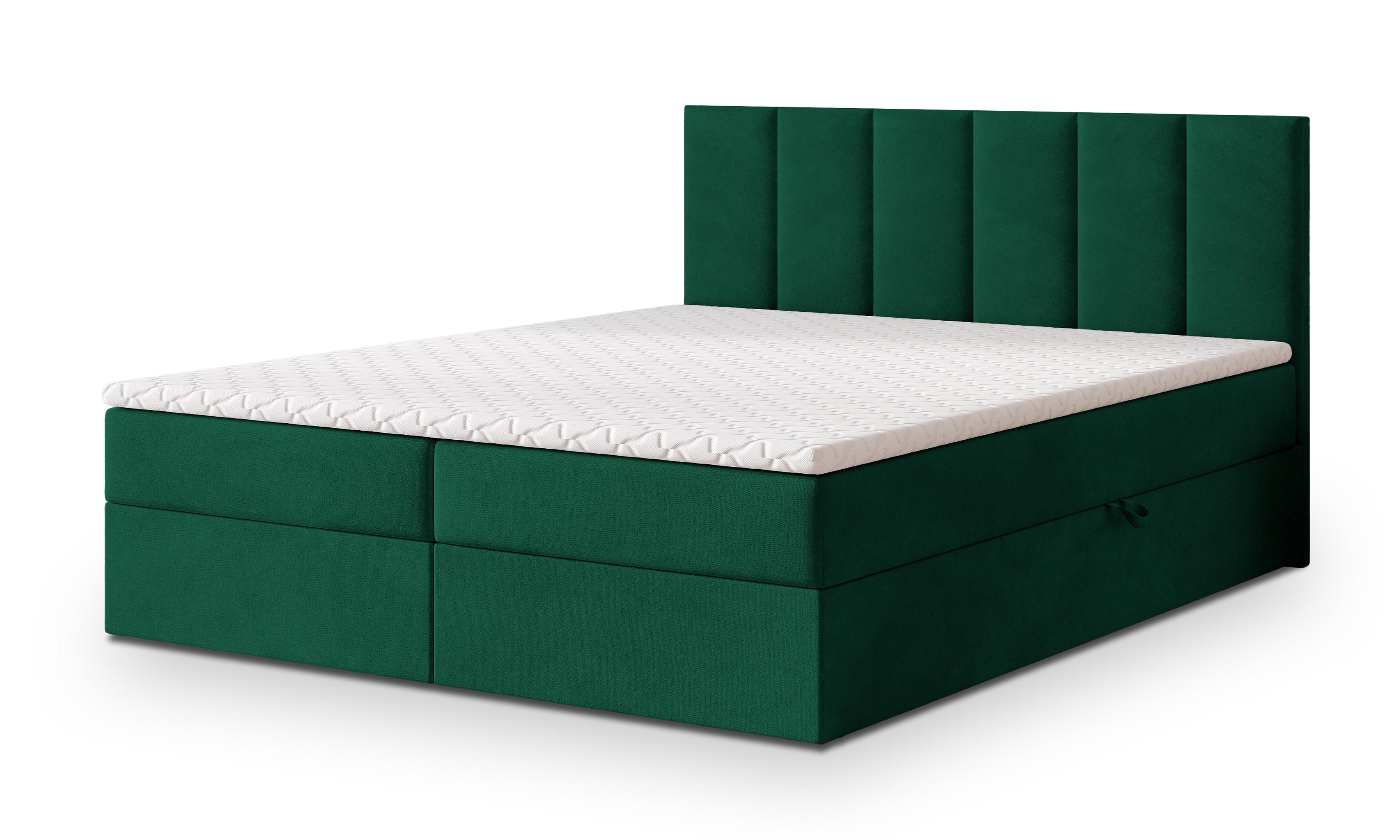 BOXBETT MERIL 140x200 cm mit Matratze und Topper - Grün - Grün, Holz (140/200cm) - MASSENO