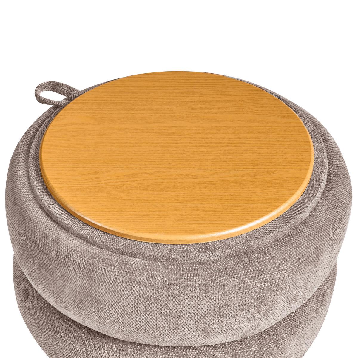 POUF mit Stauraum Chenillegewebe Taupe Hawley - Taupe, Textil (40/41/40cm) - Beliani