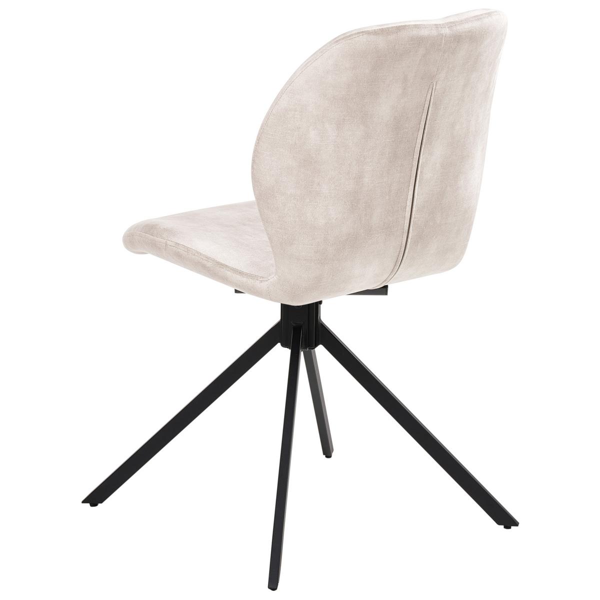 ESSZIMMERSTUHL 4er Set drehbar Samtstoff Hellbeige Morrison - Beige/Schwarz, Textil/Metall (50/86/56cm) - Beliani