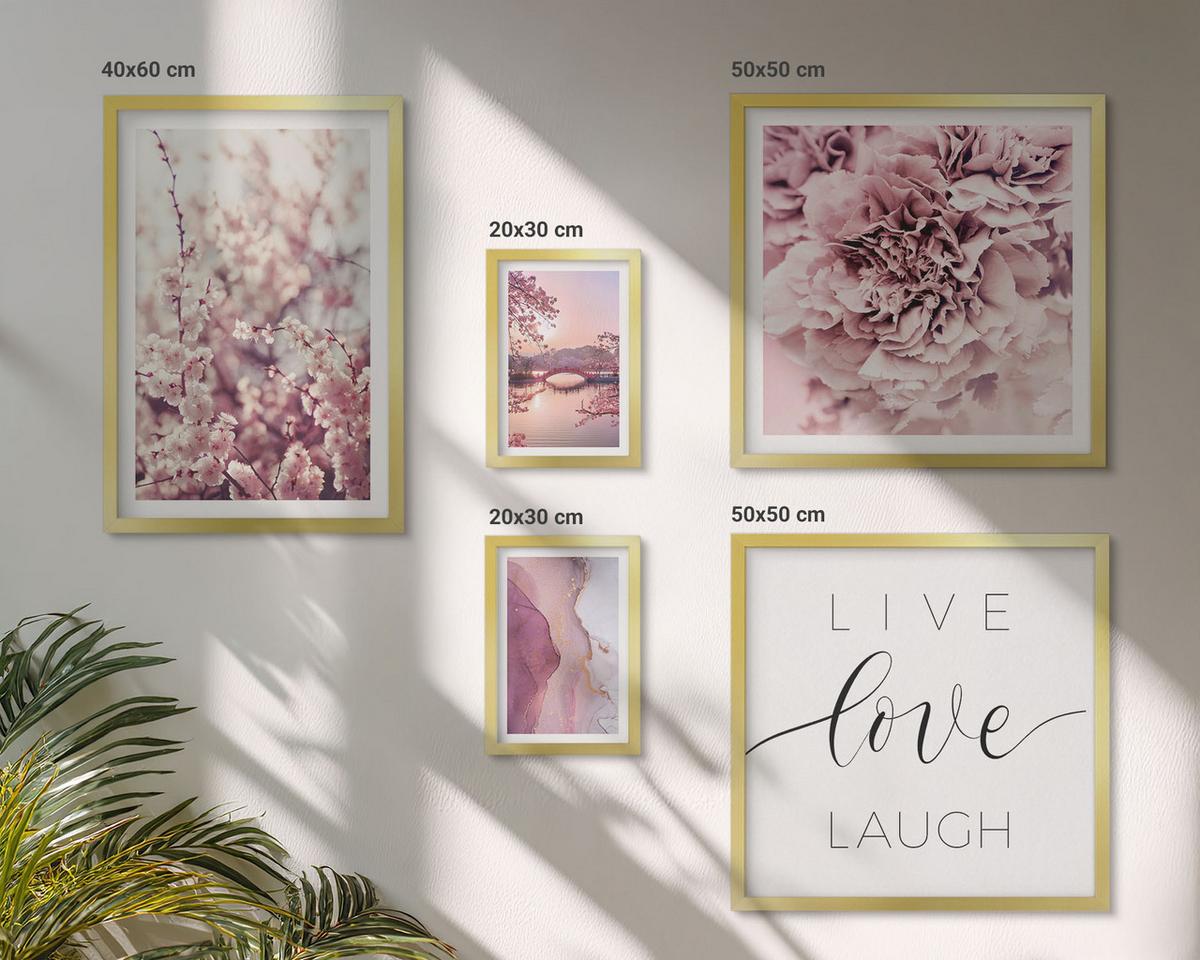 BILDER SET 5er Set - 50x50 cm & 20x30 cm & 40x60 cm Goldrahmen - Italienische Sonnenuntergänge - Goldfarben, Kunststoff (40/60cm) - TULUP