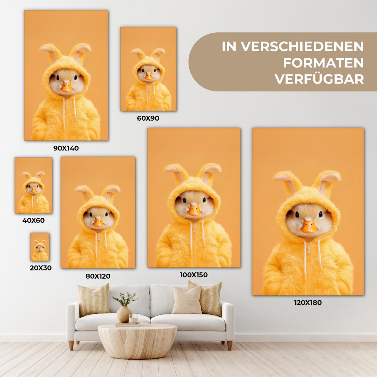 LEINWANDBILD Osterhase - Kostüm - Ente Wanddeko 40x60 cm - Gelb, Textil (40/60cm) - MuchoWow