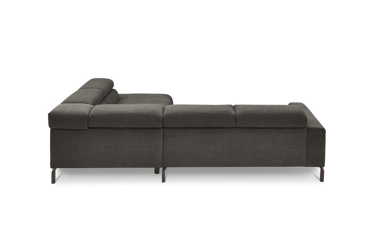 ECKSOFA DELIA Anthrazit Cord - Anthrazit/Schwarz, Textil/Metall (276/219cm) - KAWOLA