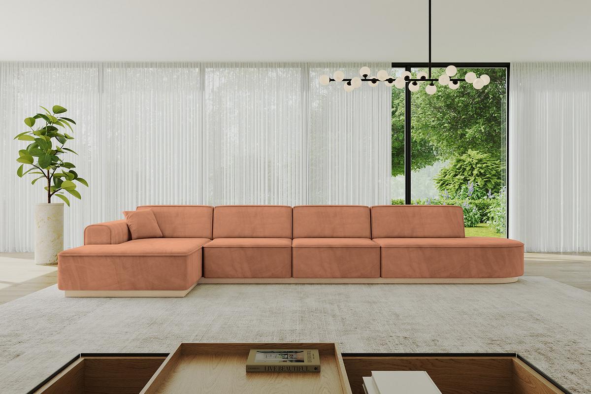 ECKSOFA Ottomane Links IREA-L3 - 413x171x83 cm Koralle - Koralle, Holzwerkstoff/Textil (413/171cm) - ALTDECOR