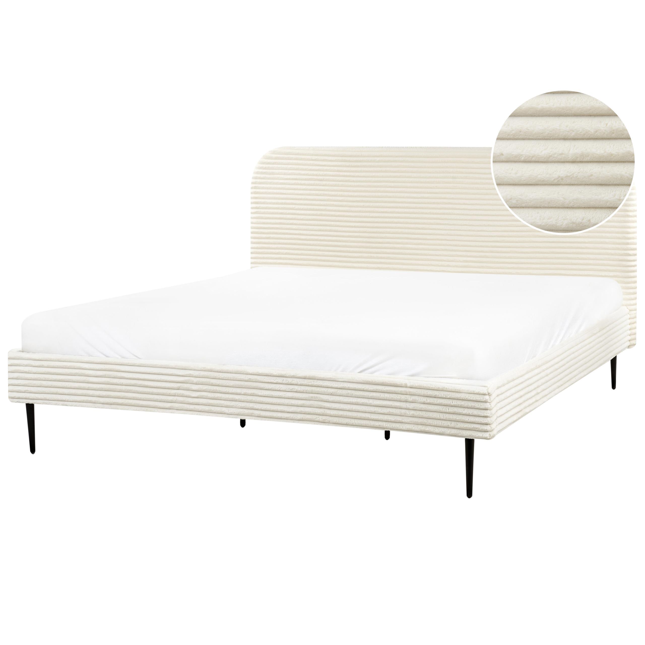 POLSTERBETT mit Lattenrost 180x200 cm Weiß Flayat - Creme, Textil (180/200cm) - Beliani