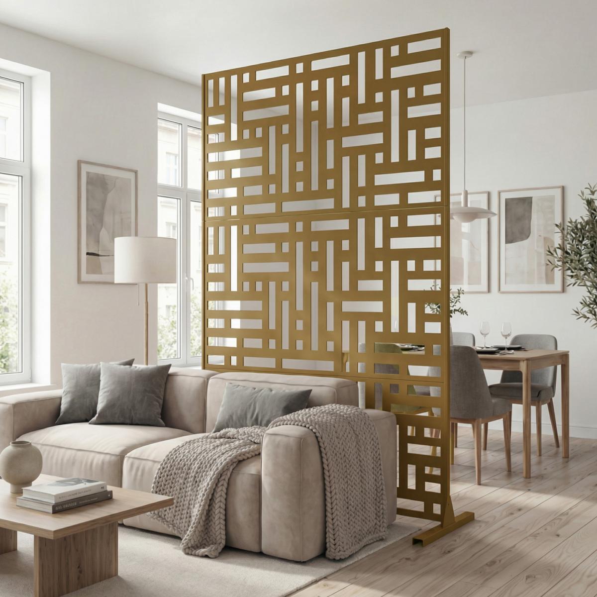 TRENNWAND Bernalda - Braun, Metall (120/180cm) - casa.pro