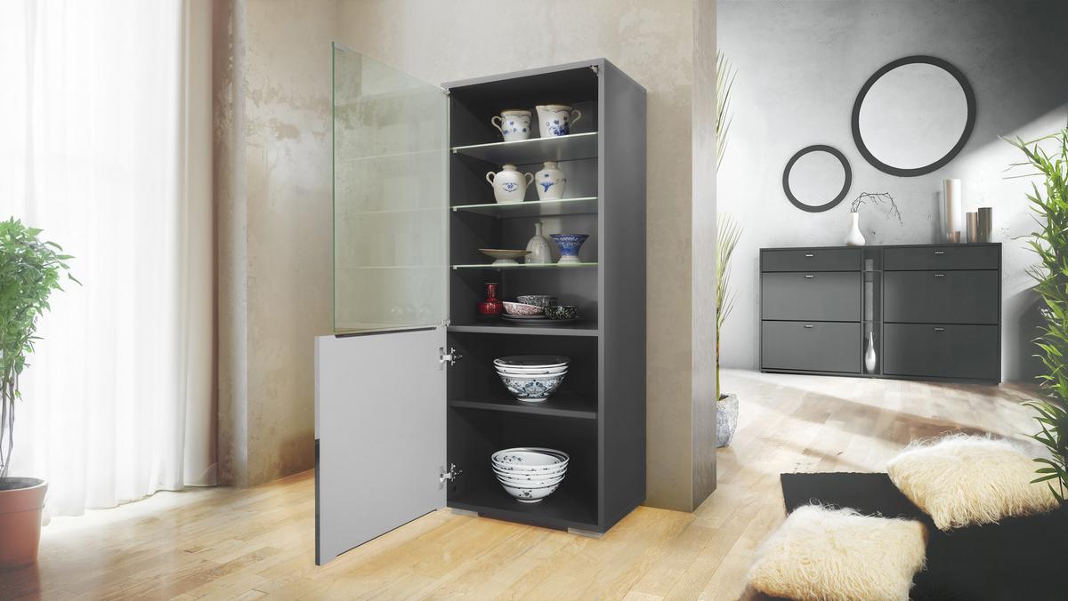 VITRINE Granada Weiß Hochglanz - Weiß Hochglanz, Holzwerkstoff (50/122.5/34.5cm) - Vladon