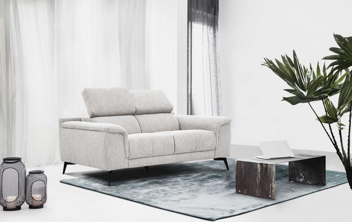 SOFA FIERO 2-Sitzer, hellgrau - Hellgrau/Schwarz, Holzwerkstoff/Textil (170/82/103cm) - Wozimo