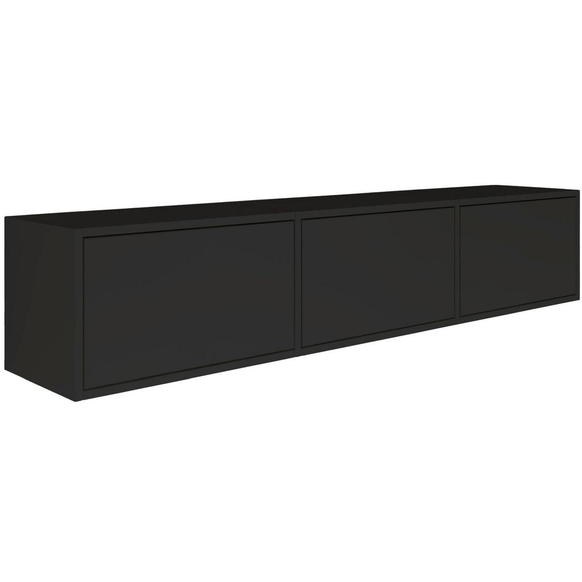 TV-LOWBOARD hängend, 3 Klappen, Schwarz, 150 cm - Schwarz, Holzwerkstoff (150.1/30/30cm) - Selsey