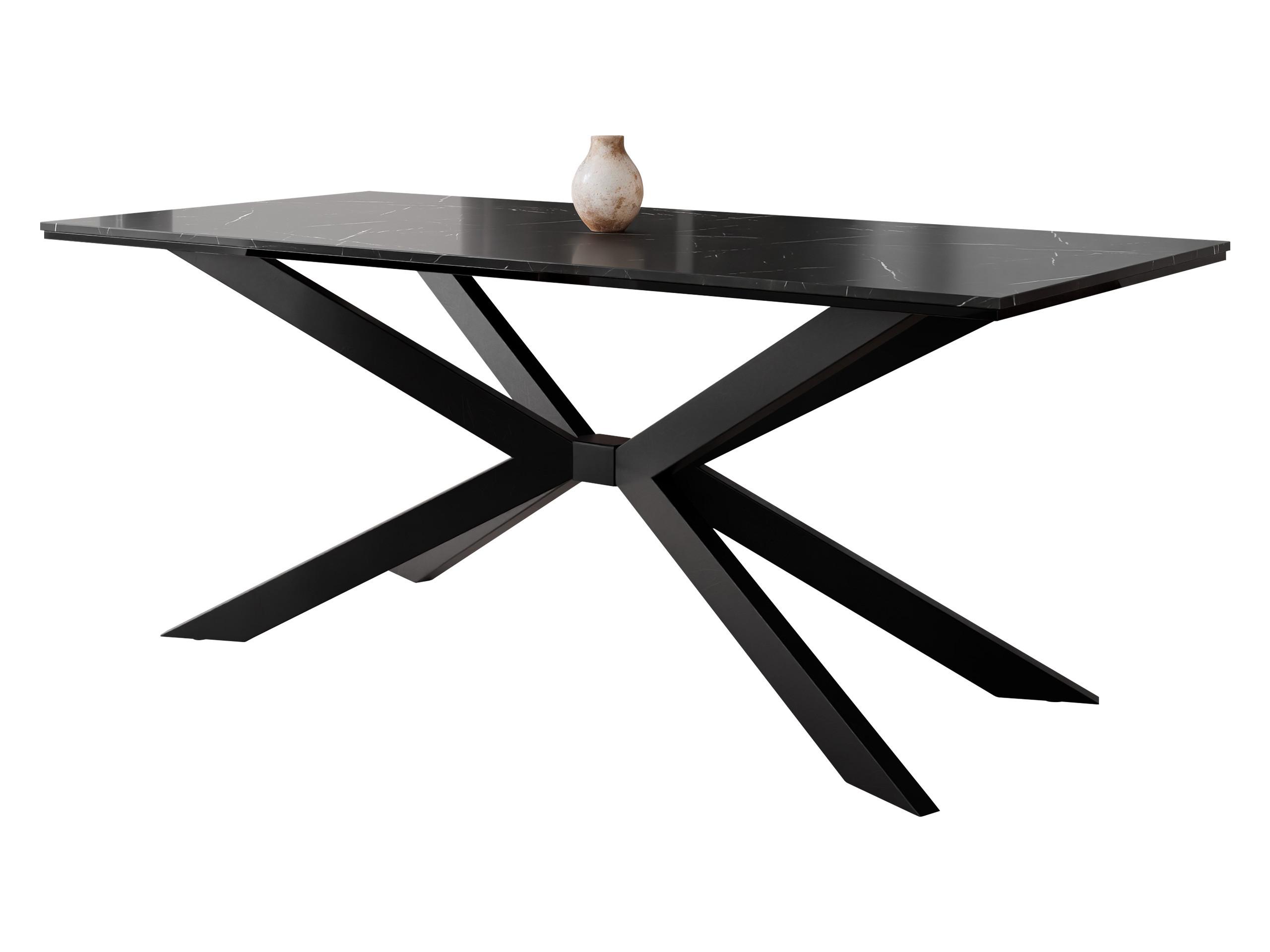 ESSTISCH Flora - Schwarz, Holzwerkstoff/Metall (90/190/74cm) - MIRJAN24