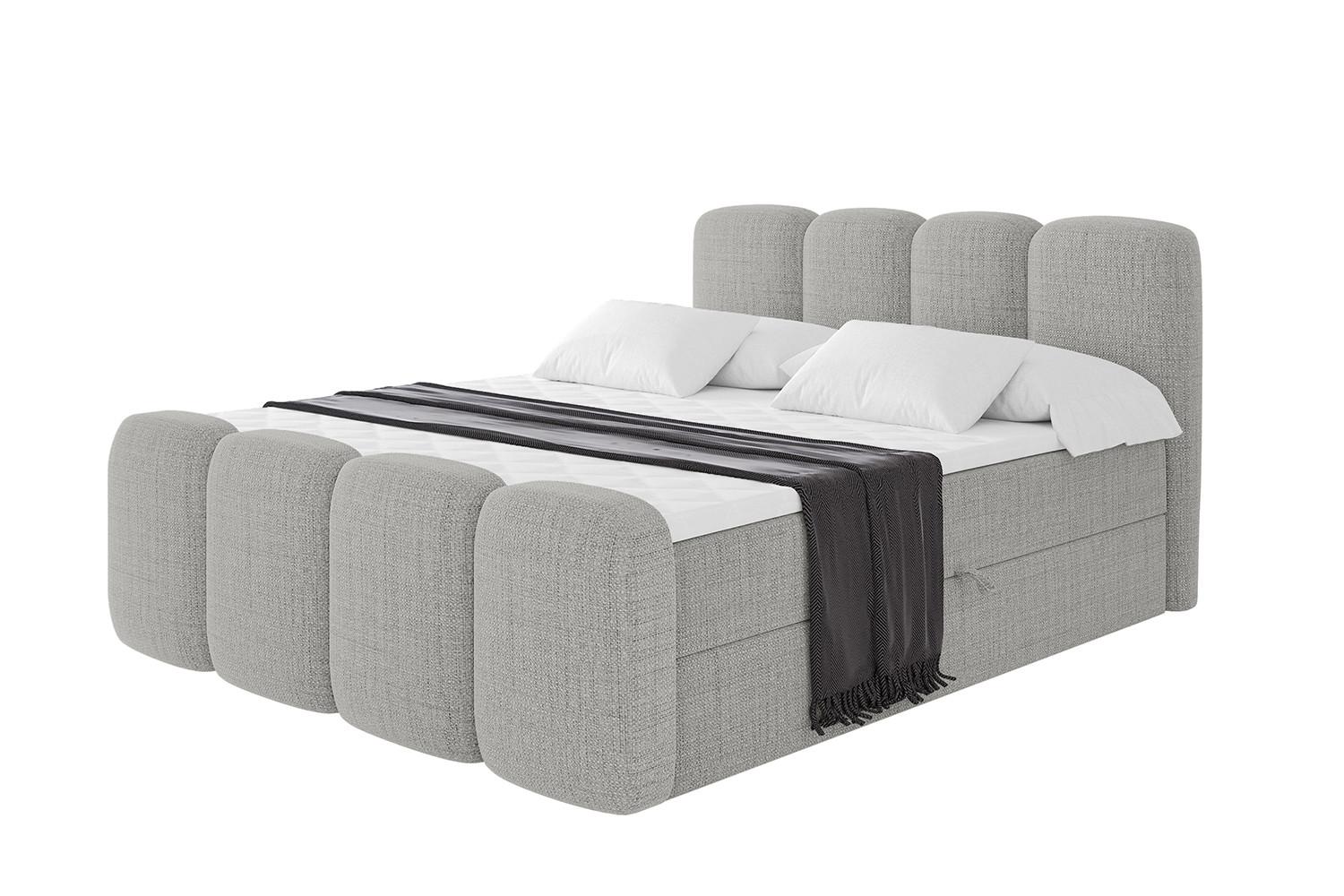 BOXBETT mit Matratze H4 und Lattenrost - NINA-Z - 180x200 cm Aragon - Hellgrau - Hellgrau, Holzwerkstoff (180/200cm)