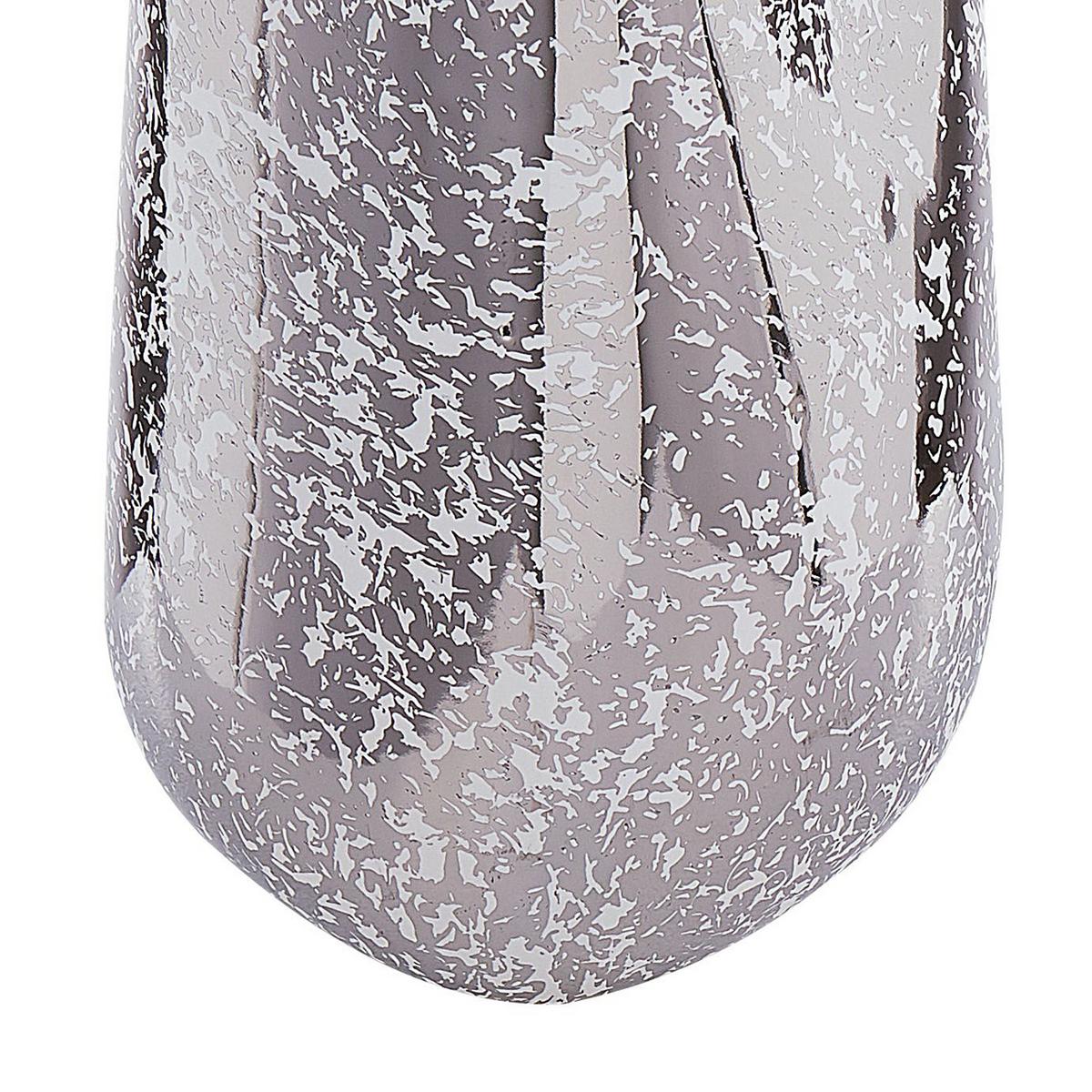 DEKOVASE Steinzeug silber Cirta - Silberfarben, Stein (27cm) - Beliani
