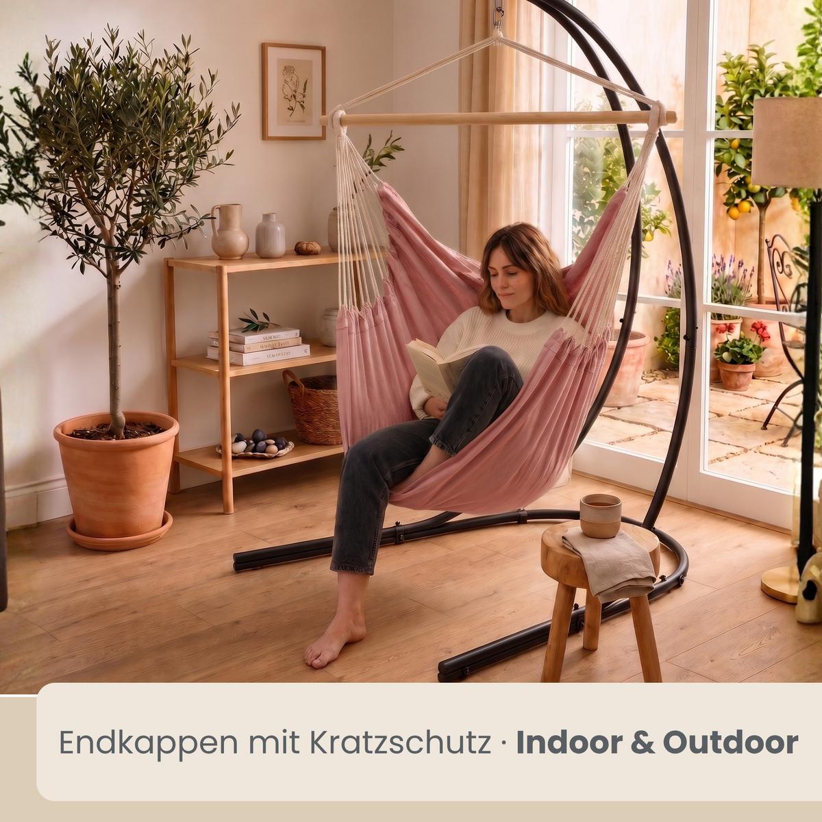 XXL-HÄNGESESSEL inkl. Gestell, 210 cm, Rosa - Rosa, Textil (140/210/160cm) - Amanka