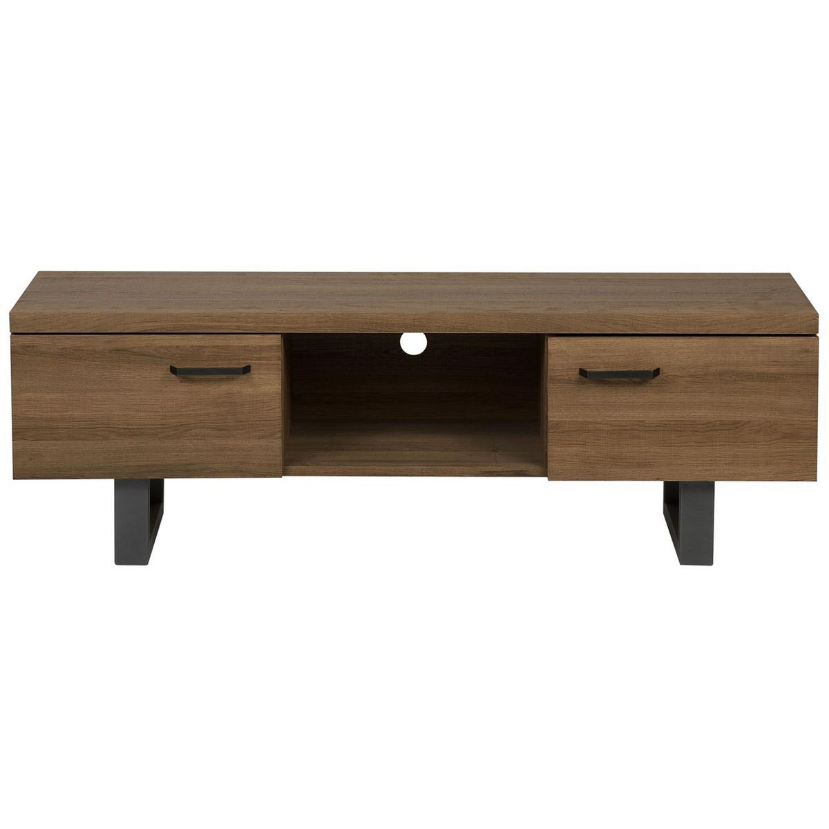 TV-MÖBEL Dunkelbraun, Grau TIMBER 41/140/47 cm - Dunkelbraun, Holzwerkstoff (140/47/41cm) - Beliani