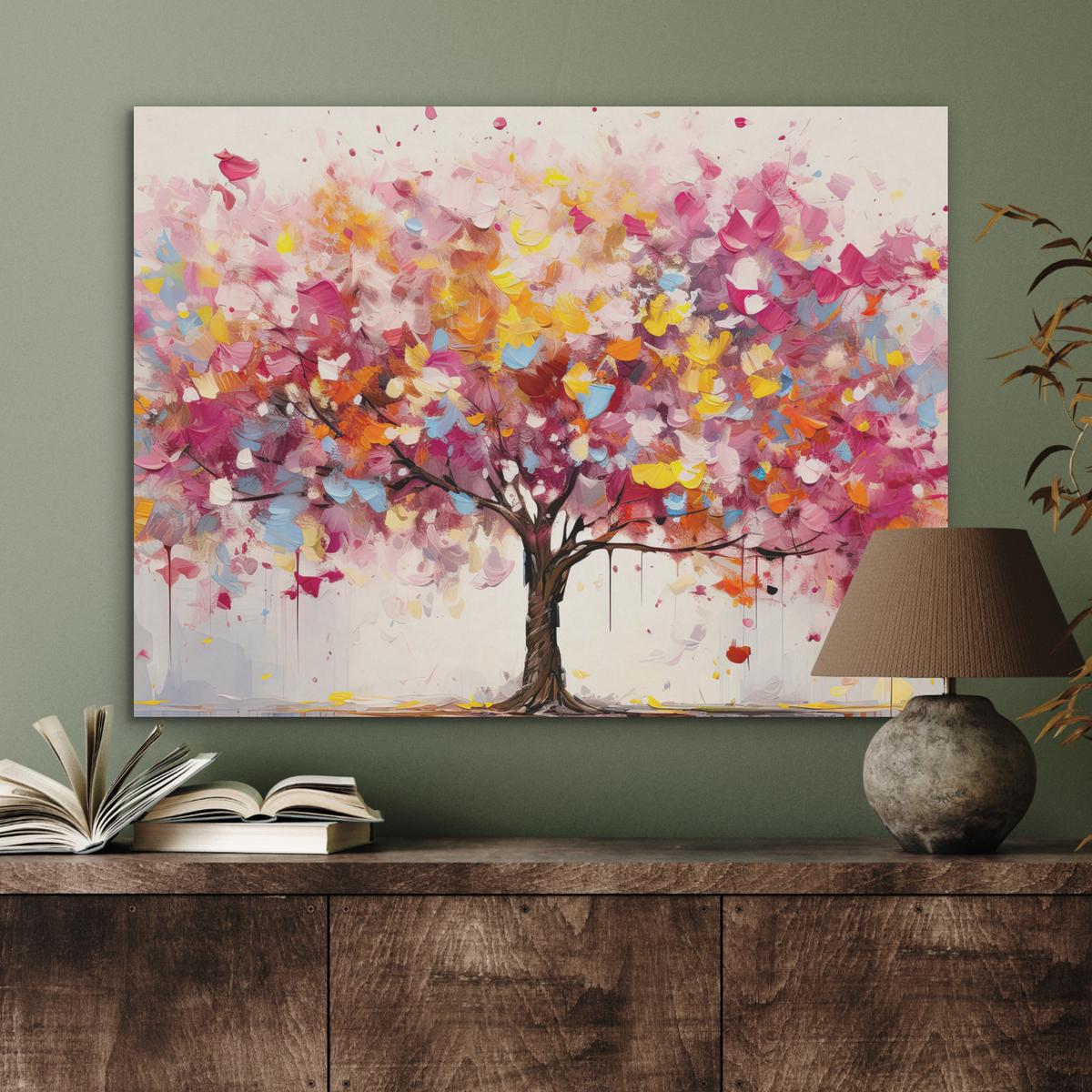 AKUSTIKBILD Aquarell - Baum - Kunst - Abstrakt Gemälde 80x60 cm - Multicolor, Kunststoff (80/60/0.9cm) - MuchoWow