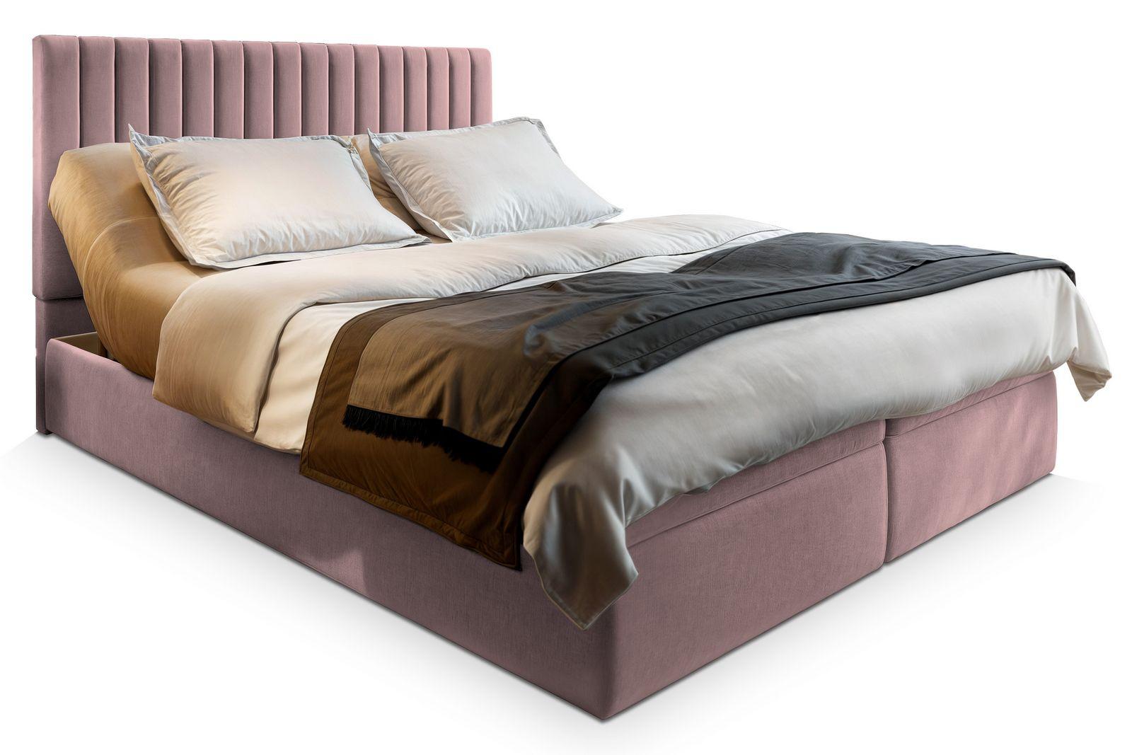 BOXBETT MURLO 140x200 cm mit Matratze und Topper - Rosa - Rosa, Holz (140/200cm) - MASSENO