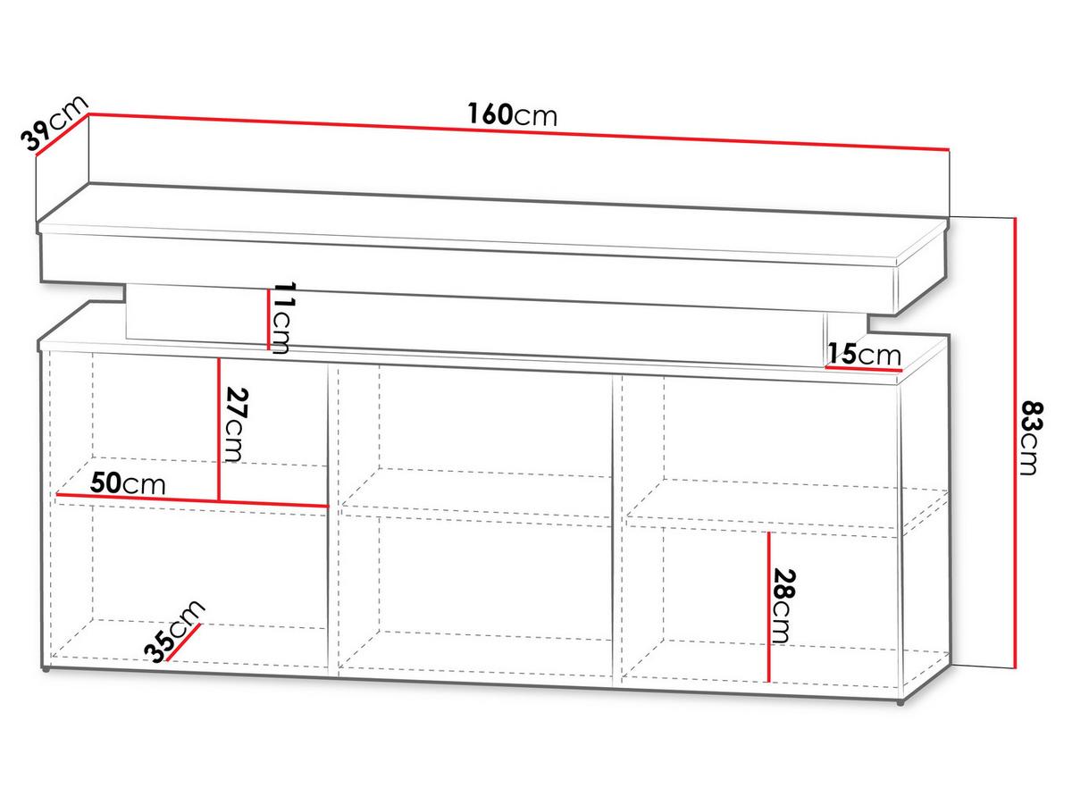 KOMMODE Glossa 3D 160 - Schwarz, Holzwerkstoff/Kunststoff (160/83/39cm) - MIRJAN24