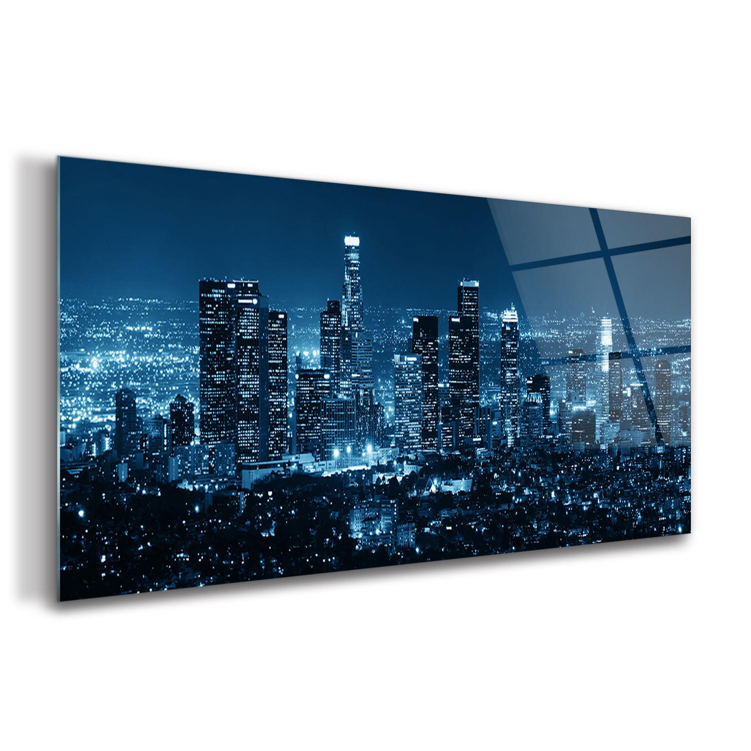 GLASBILD 120x60 cm Los Angeles - Dunkelblau, Glas (120/60cm) - TULUP