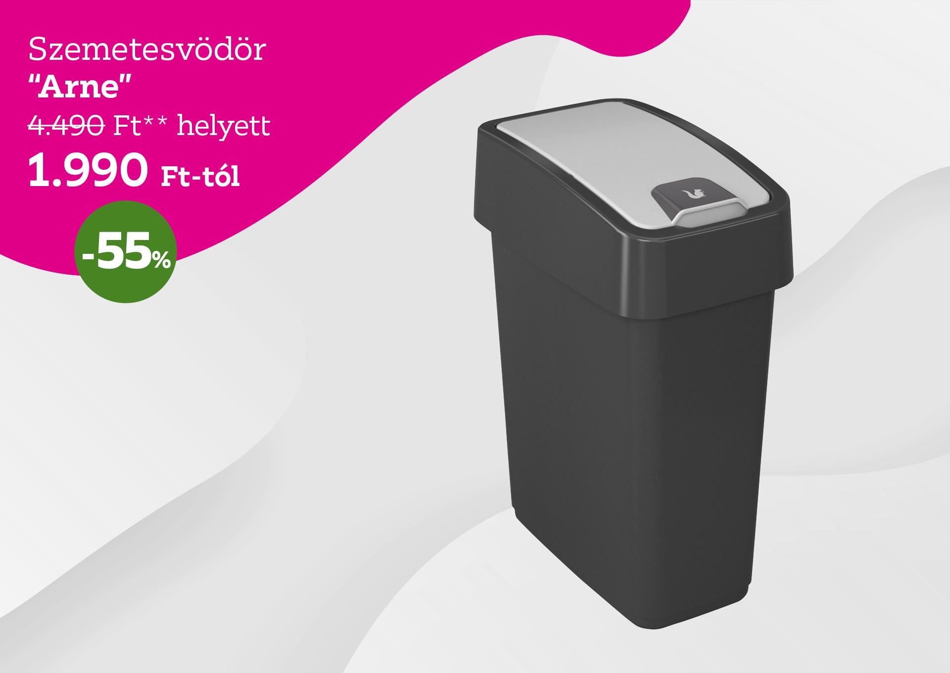 Szemetesvödös ARNE 4490 Forint helyett 1990 Forint, kedvezmény mértéke 55%