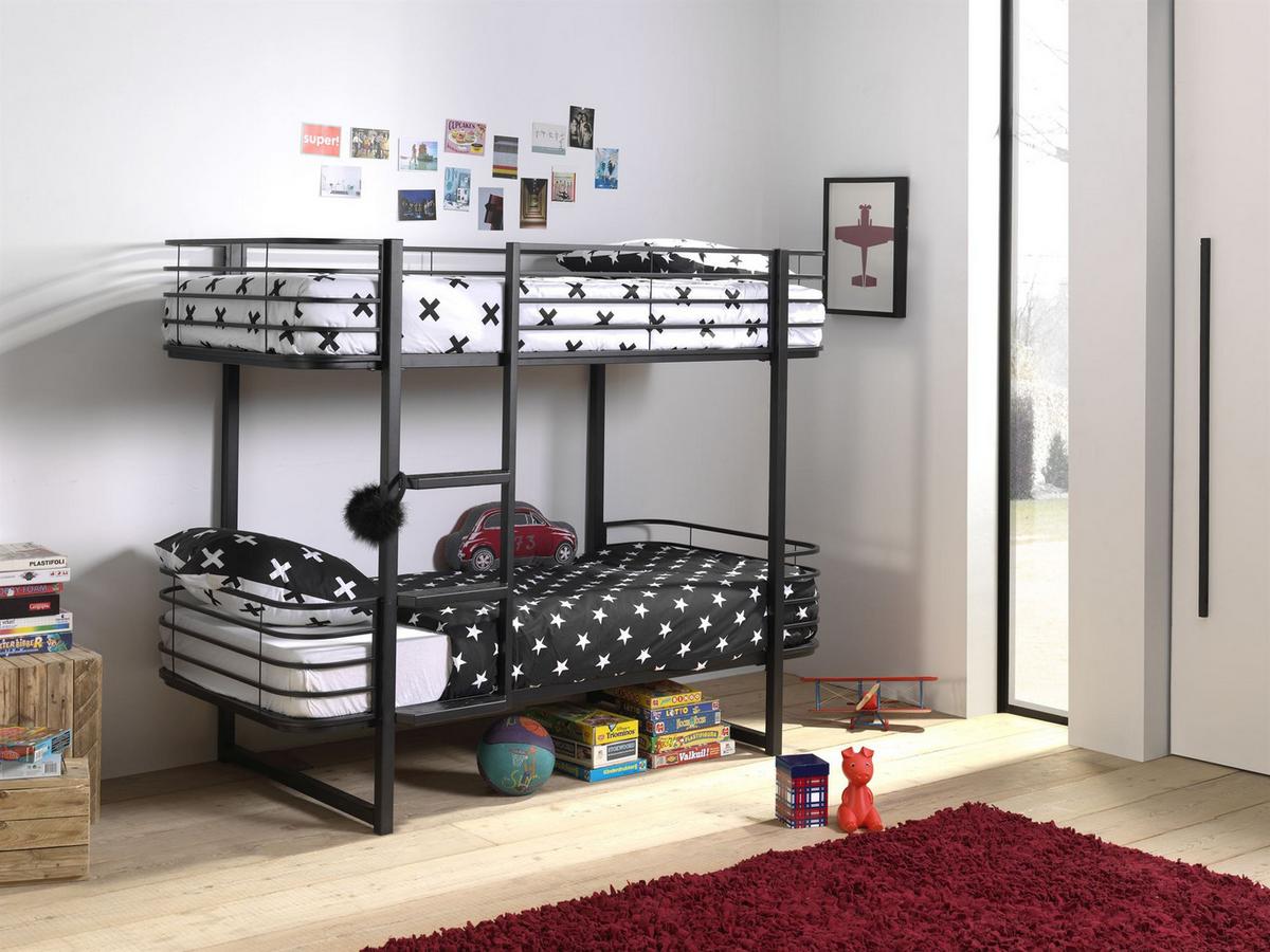 ETAGENBETT Karolin 205x166x99 aus Metall in Schwarz - Schwarz, Metall (90/200cm) - 58aufmkessel