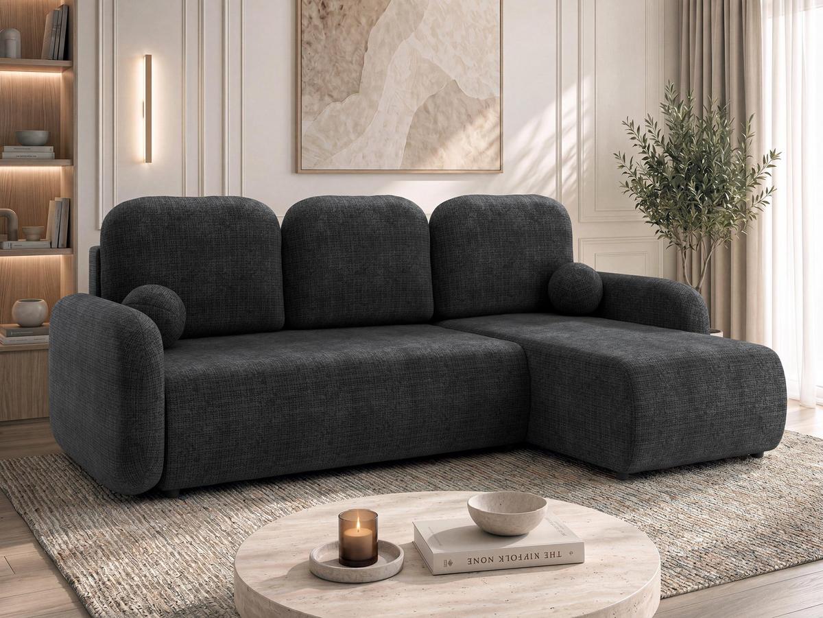 ECKSCHLAFSOFA Gizefa - Anthrazit/Schwarz, Holz/Kunststoff (233/147cm) - MIRJAN24