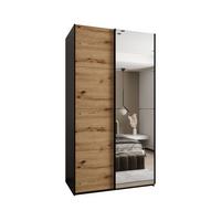 SCHWEBETÜRENSCHRANK 245,5/130/64 2-türig - Schwarz/Eiche Artisan, Holz/Metall (130/245/64cm) - Abiks Möbel