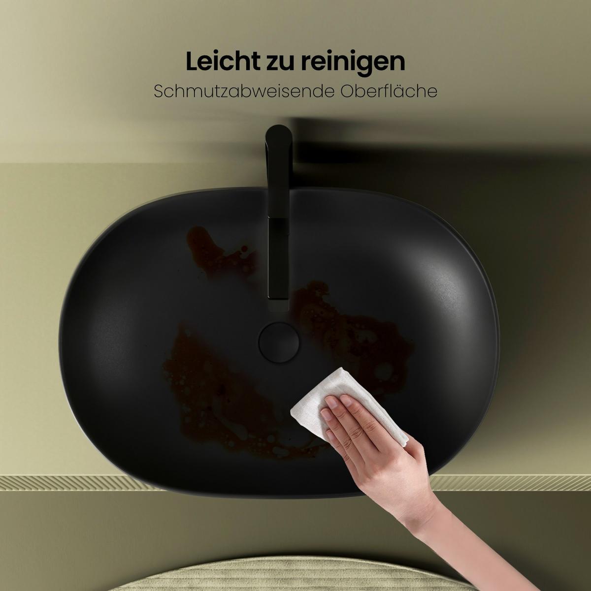 WASCHBECKEN Quadratisch R-Ecken Schwarz 60/41,5/13,5 cm - Schwarz, Keramik (59.5/13.5/41.5cm) - EMKE
