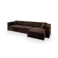ECKSOFA TOLMO M Braun Velours-Stoff mit Schlaffunktion - Braun/Grau, Holz/Kunststoff (347/148cm) - MASSENO
