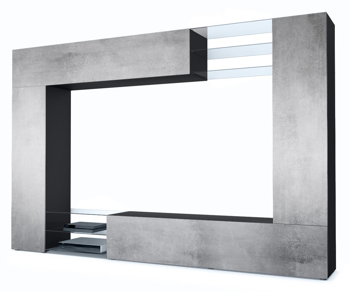 WOHNWAND Mirage Front in Beton Oxid Optik - Hellgrau, Holzwerkstoff (262/182.5/39cm) - Vladon