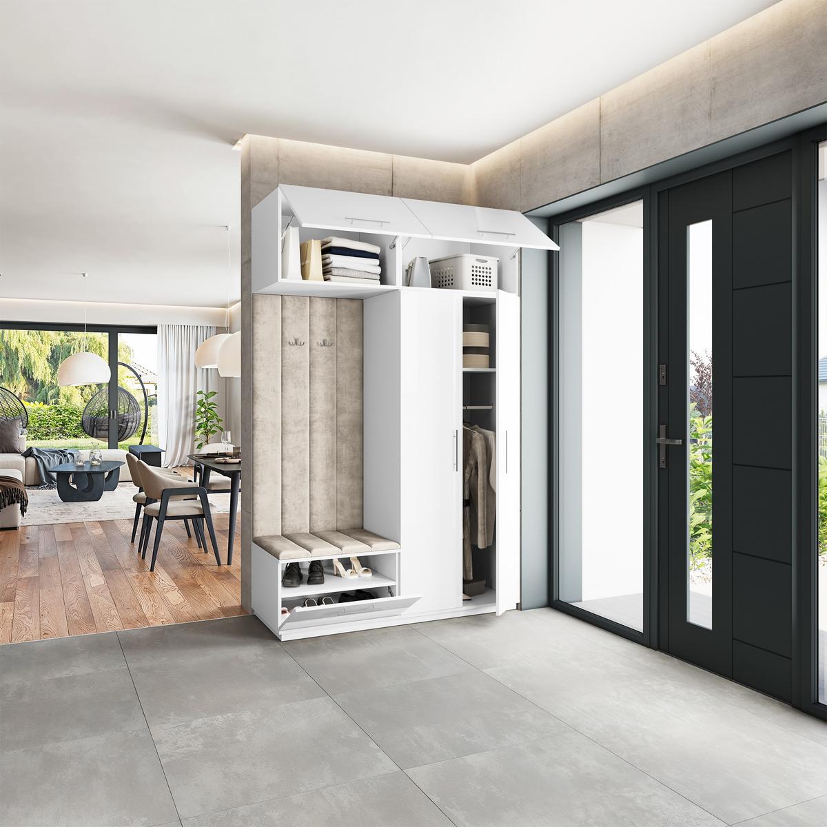 GARDEROBENSCHRANK REMA 150/240/60 cm Modern Weiß - Beige/Weiß, Holzwerkstoff (150/240/60cm) - MASSENO