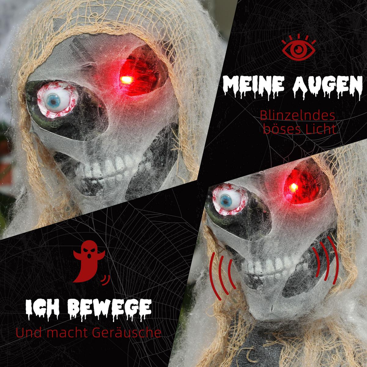 HALLOWEEN Dekoration Einäugige Mumie, Krabbelnde Mumie mit Rot Leuchtende Augen - Multicolor, Kunststoff (18/35/55cm) - HOMCOM