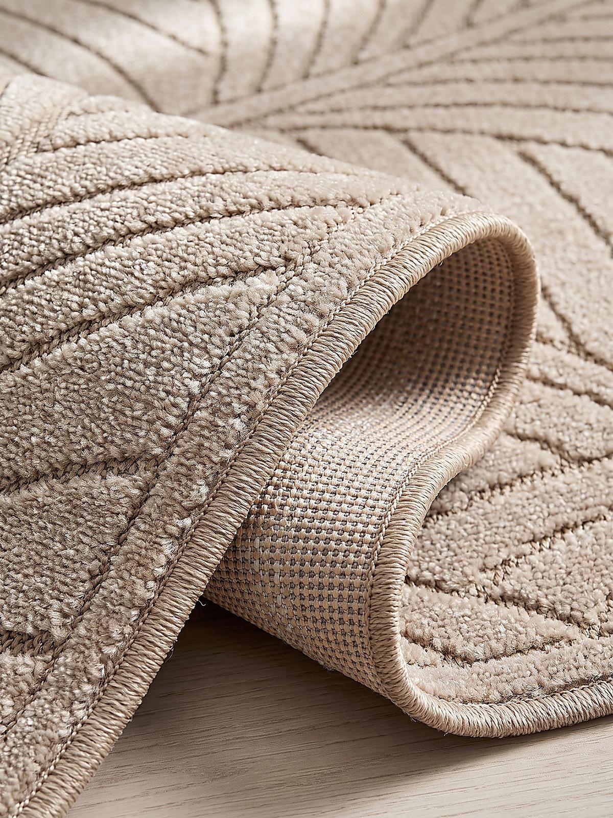 TEPPICH Outdoor, Fußbodenheizung-geeignet, mit Blattmotiv, ENGADIN in Beige, 120 x 170 cm - Beige, Textil (120/170cm) - KADIMA DESIGN