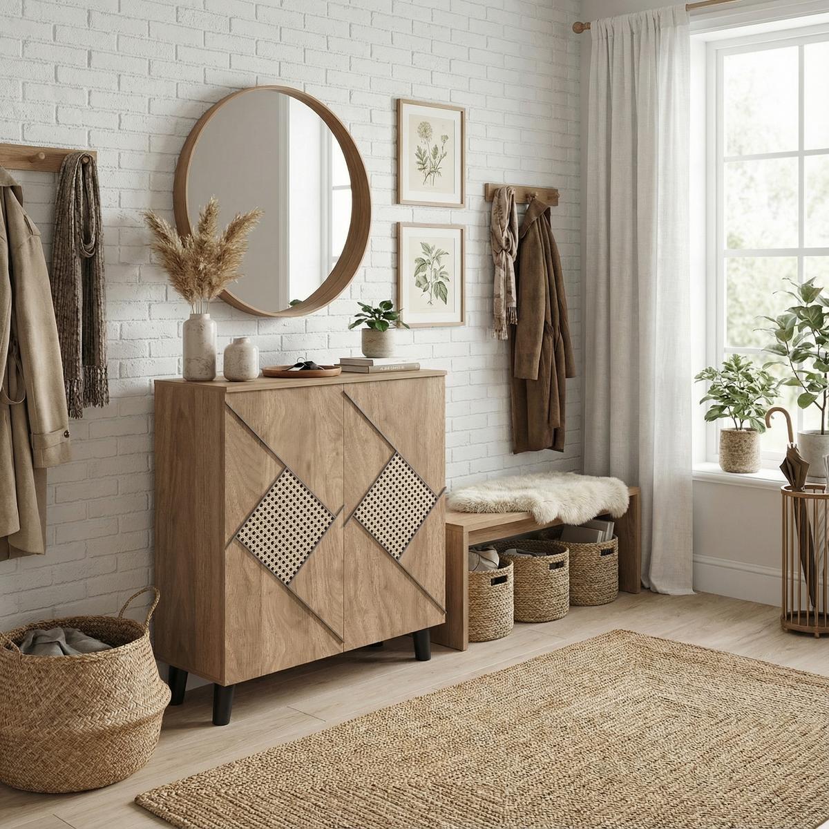 SCHUHSCHRANK 80 cm in Holzoptik - Eichefarben, Holzwerkstoff (80/91/32cm) - Urban Meuble