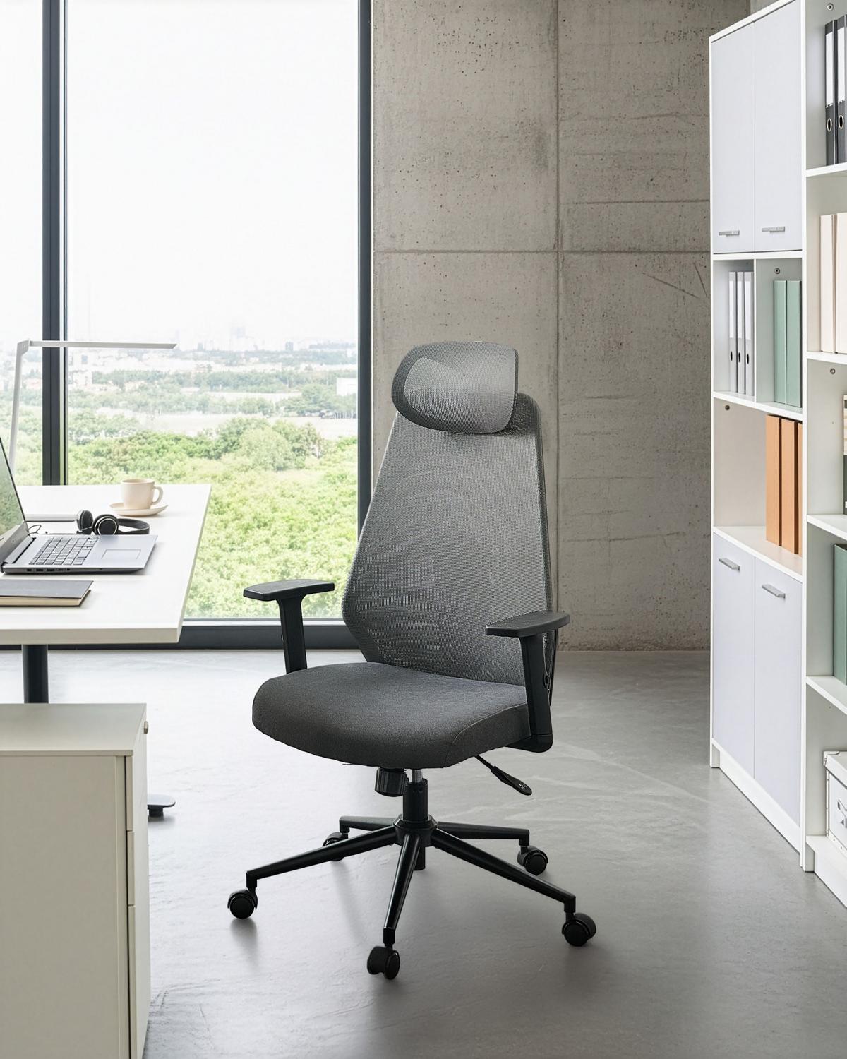 BÜROSTUHL Dunkelgrau Oryn - Dunkelgrau, Textil (71/111/65cm) - Beliani