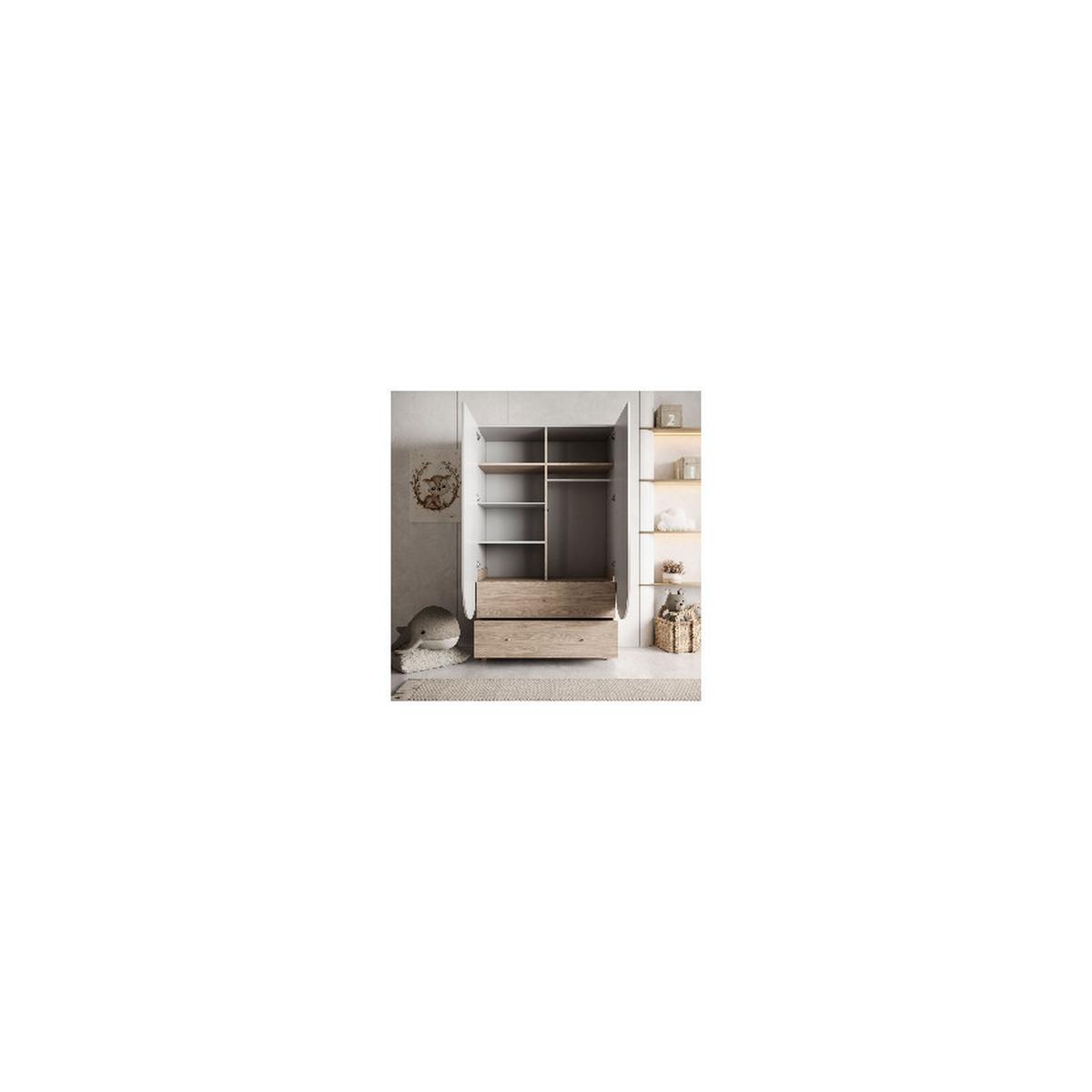 ZWEIFLÜGELIGER Kinderschrank BLOOM mit zwei Schubladen 2D2S - Kaschmir, Holzwerkstoff (119/199/49cm) - Lookway