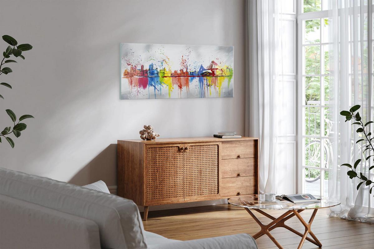 ÖLGEMÄLDE 120/60 cm - Grau, Holz/Textil (120/60cm) - KUNSTLOFT
