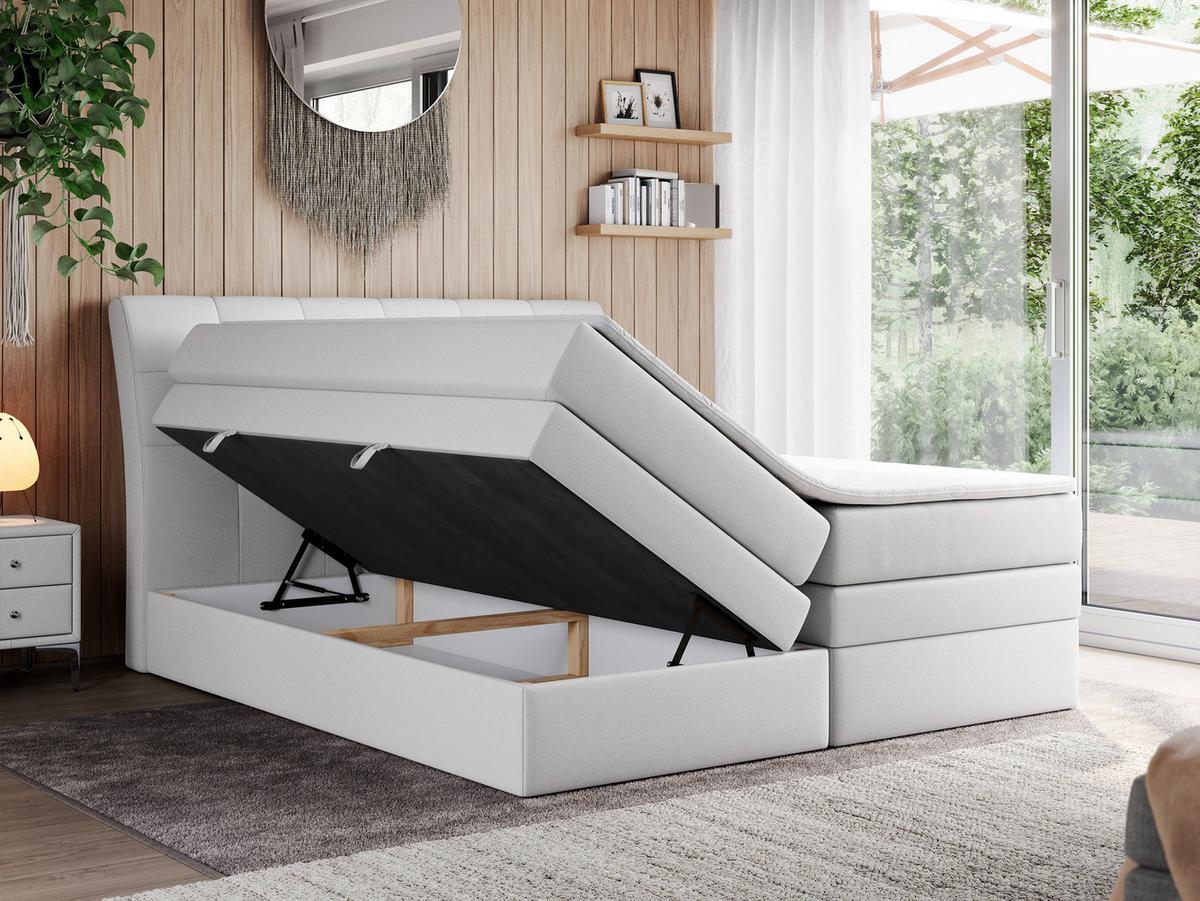 BOXSPRINGBETT GOLD-10 KING 120/200 Weiß Kunstleder - H3 - Weiß, Holz/Textil (120/200cm) - MKS