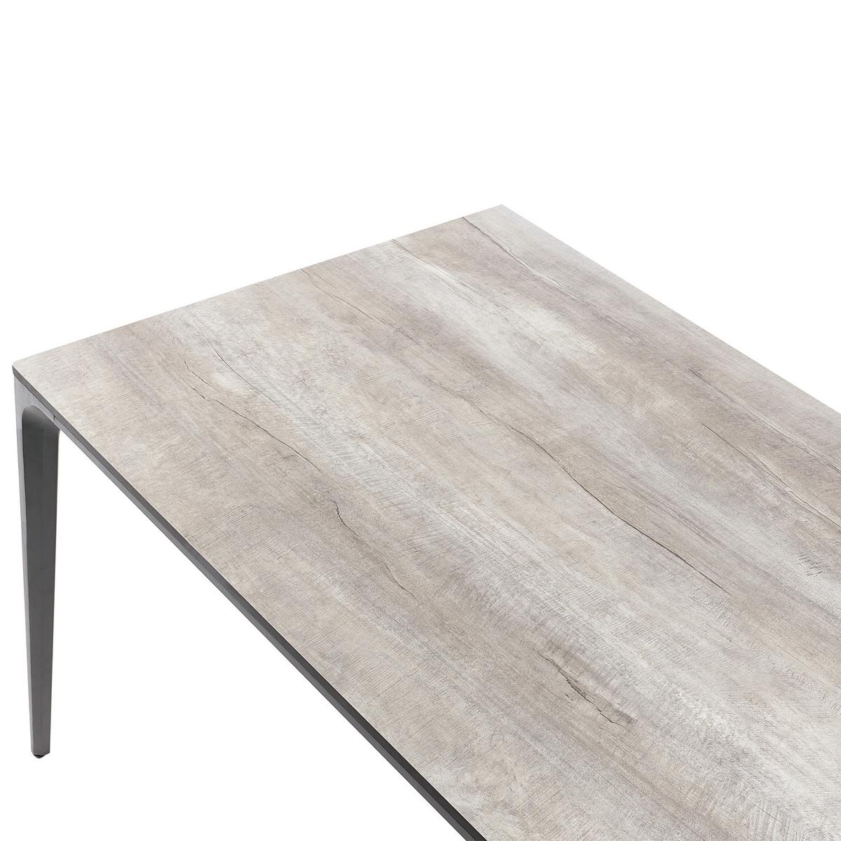 GARTENTISCH 180/90 cm Holzoptik Hellgrau Sovareto - Dunkelgrau, Kunststoff (180/90/75cm) - Beliani