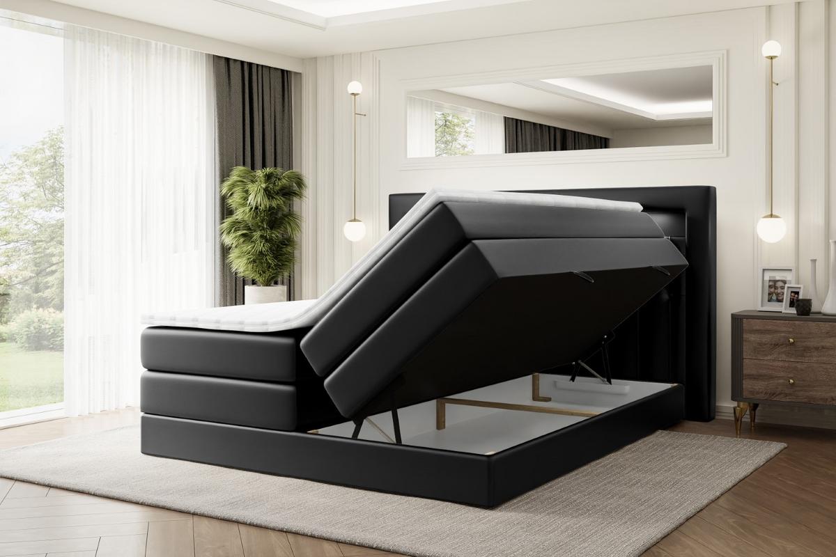 BOXSPRINGBETT NOEL GOLD KING - 180x200 - H3/H4 - Schwarz Hochglanz - Schwarz Hochglanz, Holzwerkstoff (180/200cm) - ALTDECOR