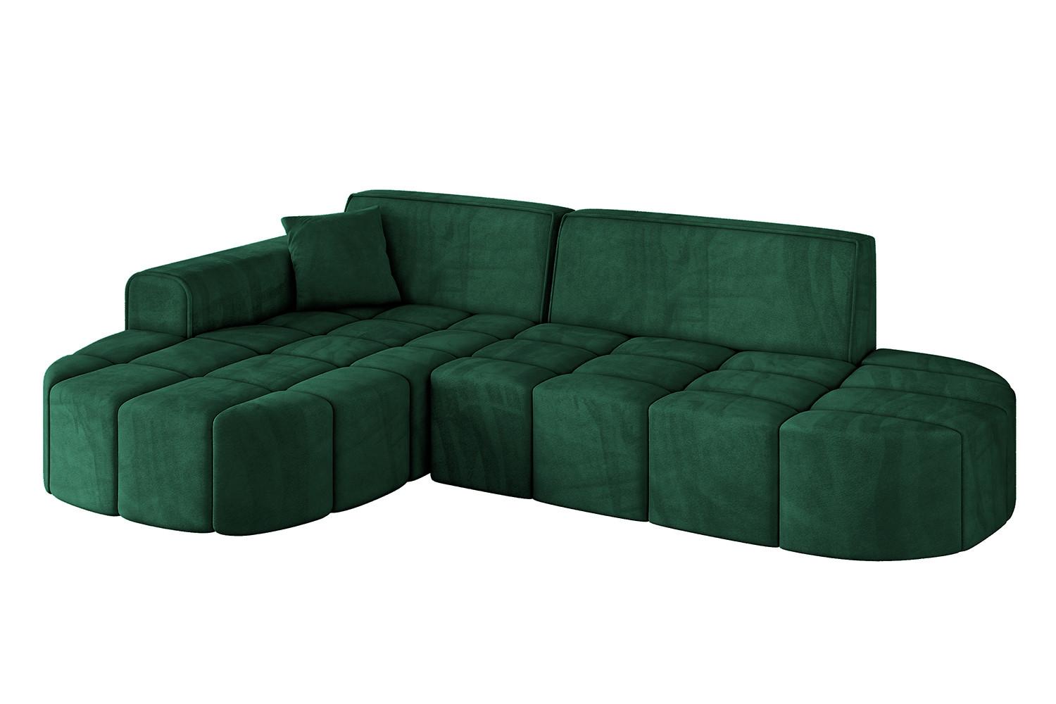 ECKSOFA Ottomane Links LIVO-L1 - 252x173x79,5 cm Dunkelgrün - Grün, Holzwerkstoff/Textil (252/173cm) - ALTDECOR