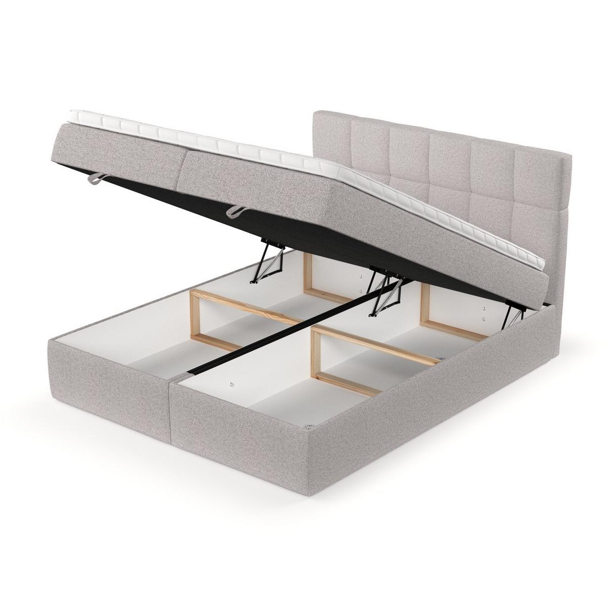 BOXBETT Savio 200/200 cm Beige im Riva Stoff - Beige/Schwarz, Holz/Holzwerkstoff (200/200cm) - AltaBeds