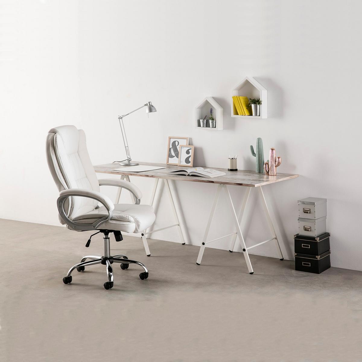 DREHSTUHL Karen Weiß - Weiß, Fell (68/110/72cm) - VS Venta-stock